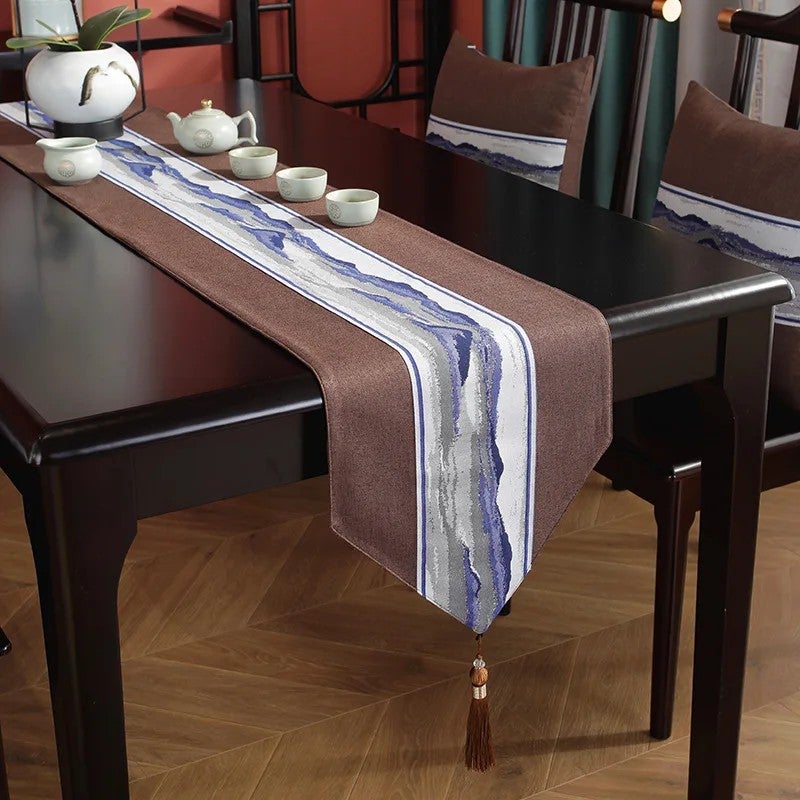Bluejw Modern Table Runner Linen Embroidered Table Runner Easy-Care Table Runner - Image 2